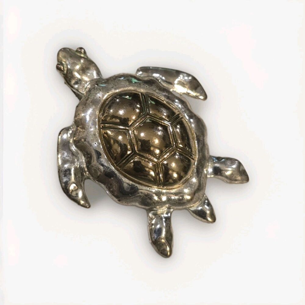 Sea Turtle Magnetic Pendant Enhancer Silver Gold Tone Hinged Clasp #1403